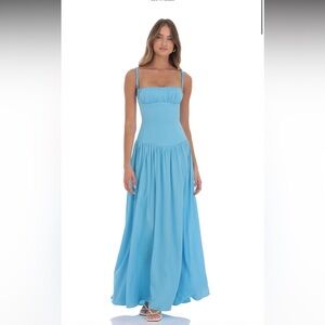 Lucy in the Sky Sky Blue Braided-Strap Maxi Dress